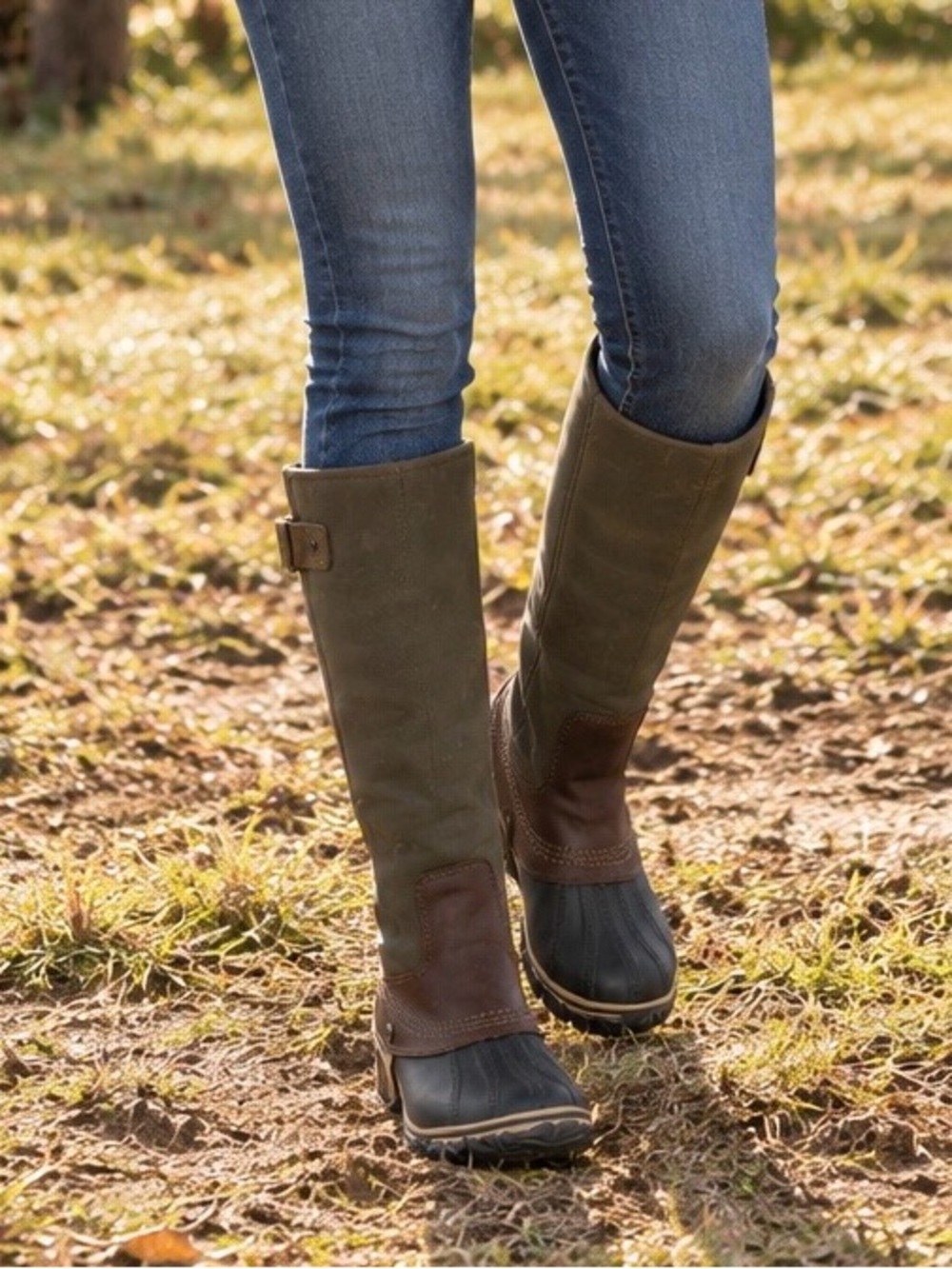 Sorel Slimpack Tall Riding Boots – Women’s 6 – Shale Gray & Brown